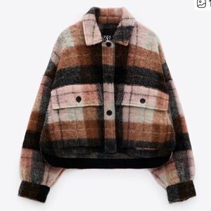 Zara Women's Multicolor Plaid Teddy Jacket